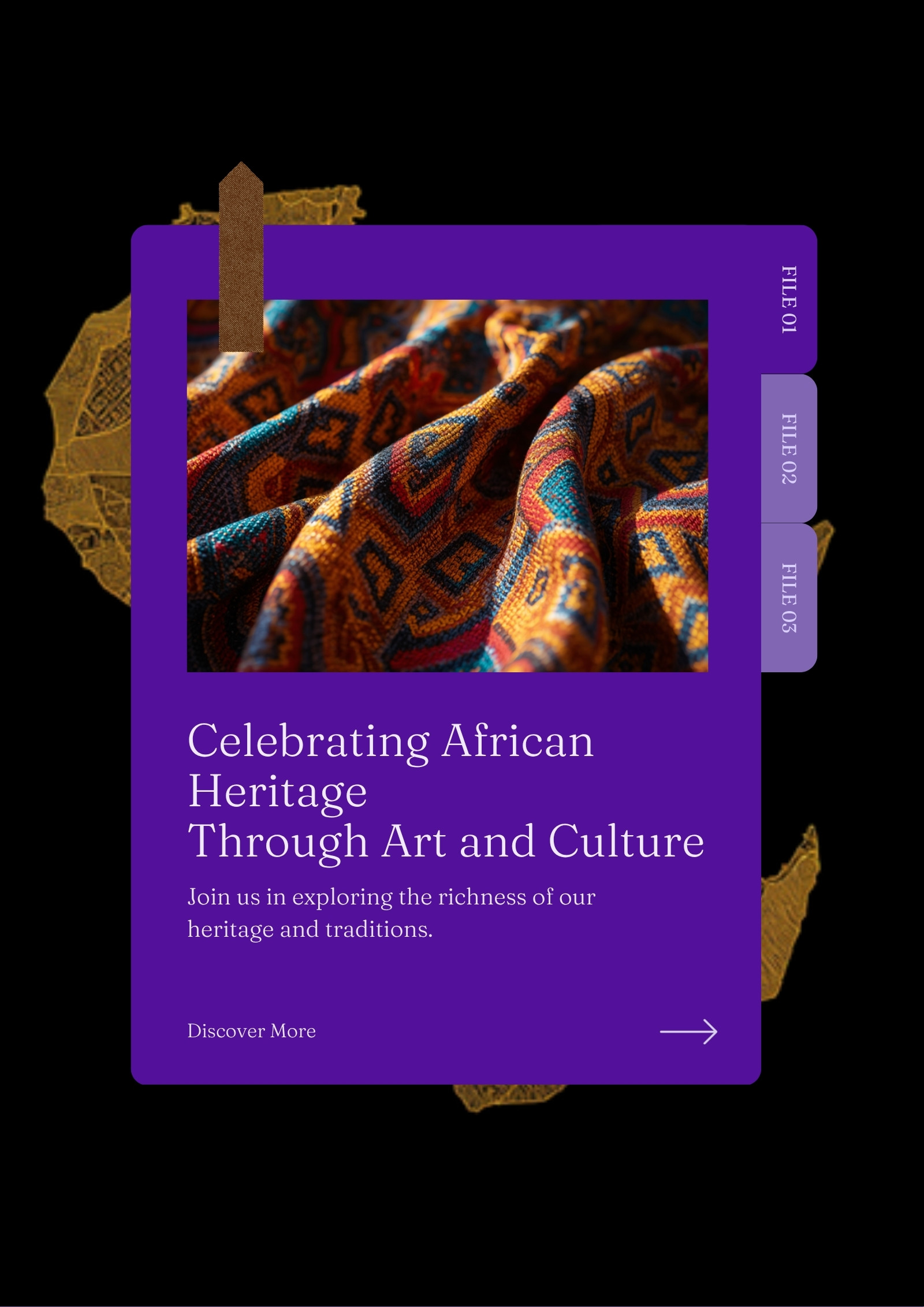 Artistic illustration of the African continent — gold drawing on dark background